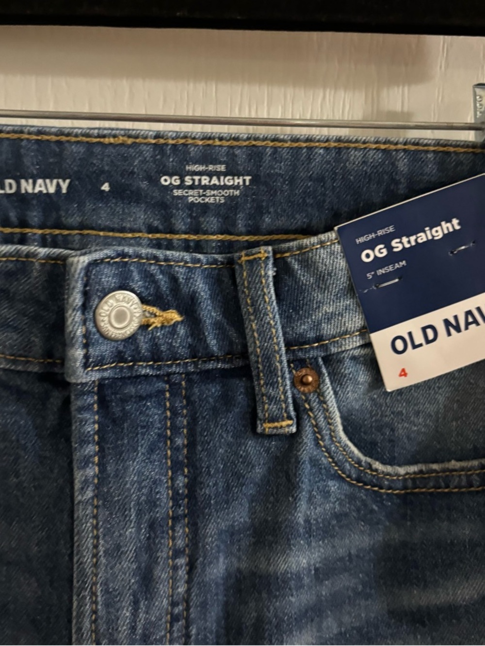 Old Navy Dark Blue Distressed Straight Denim Shorts - Picture 2 of 3